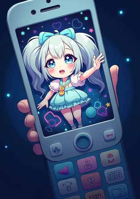 Cute girl in a cell phone, 