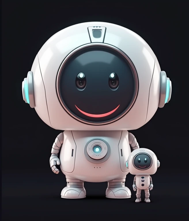  Add a cute mouth to this robot，But the other elements remain the same 