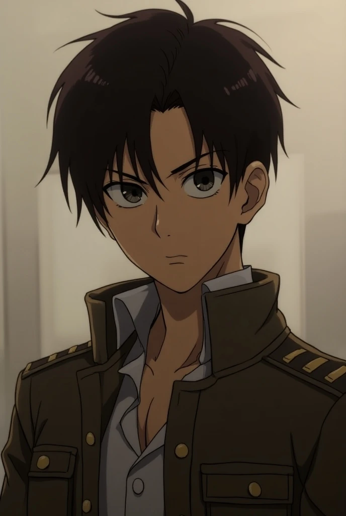 Captain Levi from Attack on Titan with only brown hair 