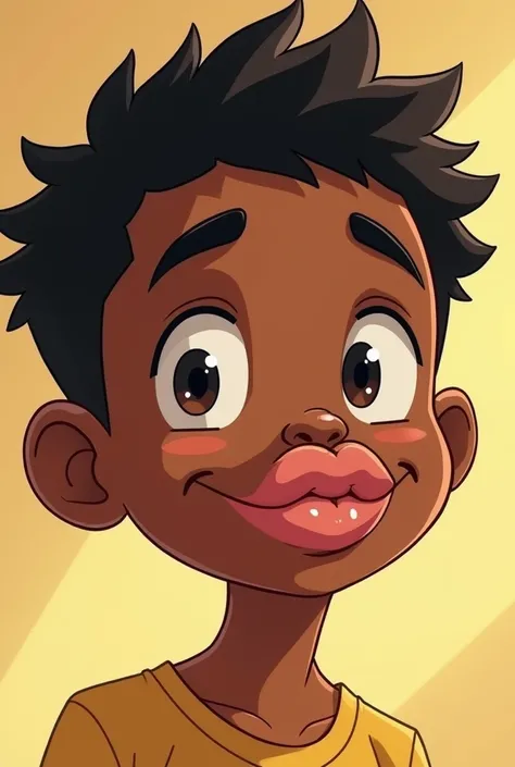 Anime of a black boy with big lips