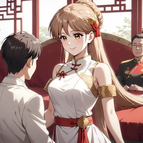  The woman who is a member of the Chinese Communist Party, both physically and mentally, is a beautiful light-brown Princess Leona, wears a Chinese bridal dress, and they have a wedding pledge of absolute loyalty and love to a great Chinese Communist Party...