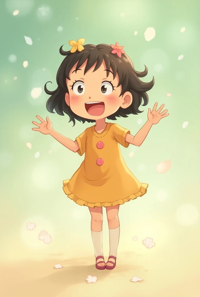  Studio Ghibli illustration。Girl laughing a lot 。