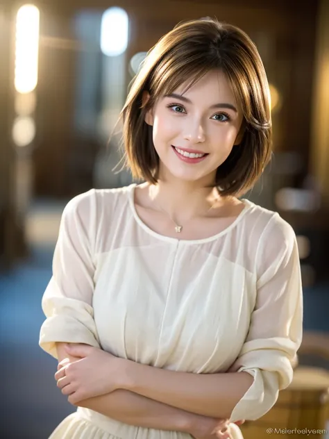 ((White Wine)),((Wine Glasses)),(Realistic, 超Realistic:1.4), 16K HDR,   High image quality ,((White Wine)),((Wine Glasses)),Happy smile、  short hair,The best smile、Japanese actress,  so beautiful(It looks like the real thing), dress、Slim couple、Model Coupl...