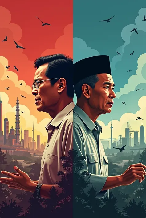 Make posters of 2 eras, the Jokowi and Prabowo eras. then give criticism to Jokowi and give hope to Prabowo