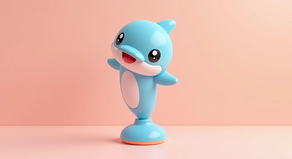 Toy,  cute colorful cute , Product Design，(((一个海豚Q版可爱Toy话筒)))，((Super simple))，plastic，Background solid color， high quality，Clarity，Design renderings cute Japanese style 