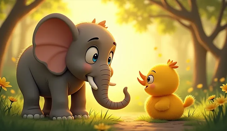 Yellow tells elephant about sunlight and happiness.
