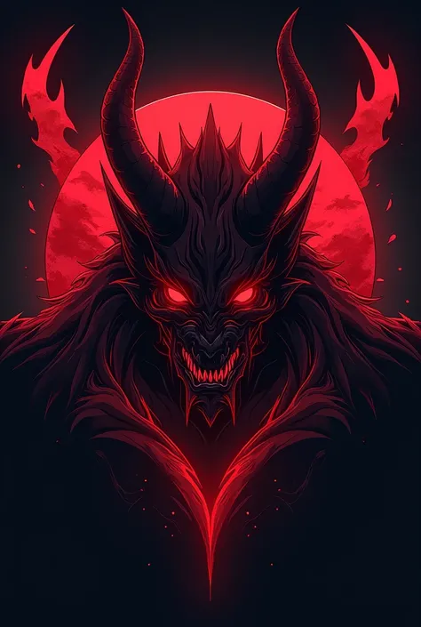 Red cool anime demon logo