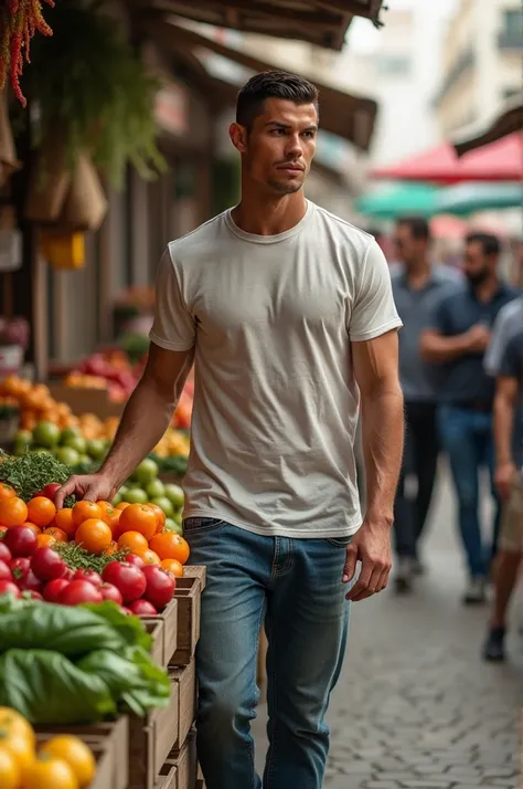 Ronaldo is buying vegetables 