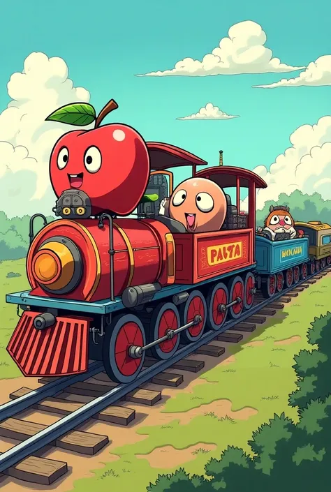 C for car in train cartoon 1st carrage apple 2nd carriage ball z 3rd carriage car