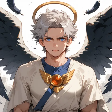 score_9, score_8_up, score_7_up, 2d, anime style, greek temple background, greek tones, greek god, mount olympus. A harpy woman, demihuman race with the body of a human and bird wings instead of arms. fierce and majestic figure with wild, silver hair and s...