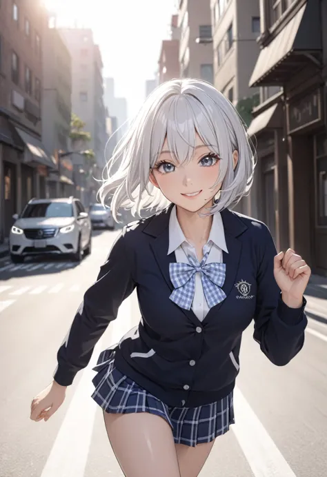 1 japanese girl, ((shiny silver hair)), bob cut, bang between eyes, beautiful hair), (glossy silver eyes:1.5), (beautiful eyes, ...