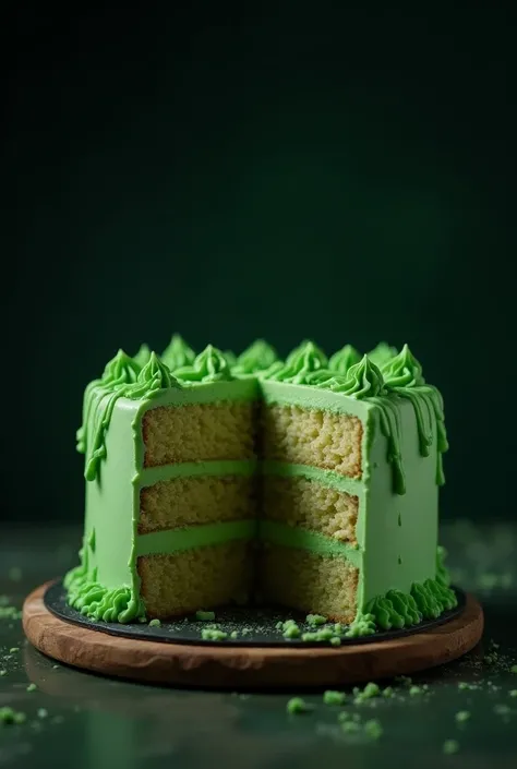 cinematic film still , green hulk cake, upper side, dark background, quality photo, moist texture, frosting, studio photo, . depth of field, vignette, highly detailed, high budget, bokeh, cinemascope, moody, epic, gorgeous, film grain, grainy