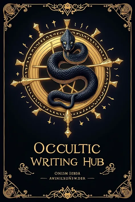 Create an image of  flyer on Occultic Writing Services, with a python/snake on the logo, name of the company (Nexus Writing Hub, phone number: 09044800006, WhatsApp number: 08058771771, Email: mondayjonah@gmail.com, put occultic symbol on the flyer, add a ...