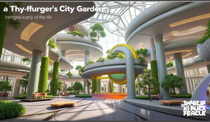  Future City Garden，Themed Atmosphere ： Future Imagination、Suspended Island 、Fantasy、high tech、green ，Panorama，Metal，Naked eye 3D
