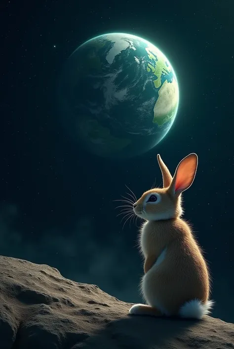 Rabbit watching the Earth from space