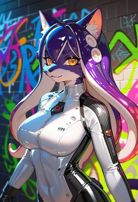 Pay back, Pay back,      HIGH QUALITY ILLUSTRATION   , masterpiece,   ultra high resolution ,     detailed background  , graffiti art on the wall,  absurd,   perfect anatomy,  performance , Good lighting,   that has been taken off。(kemono, Furry Personific...