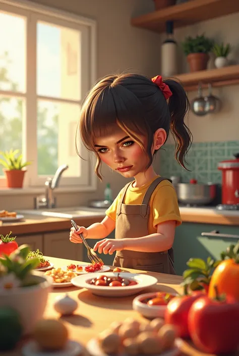 girl cooking in the kitchen