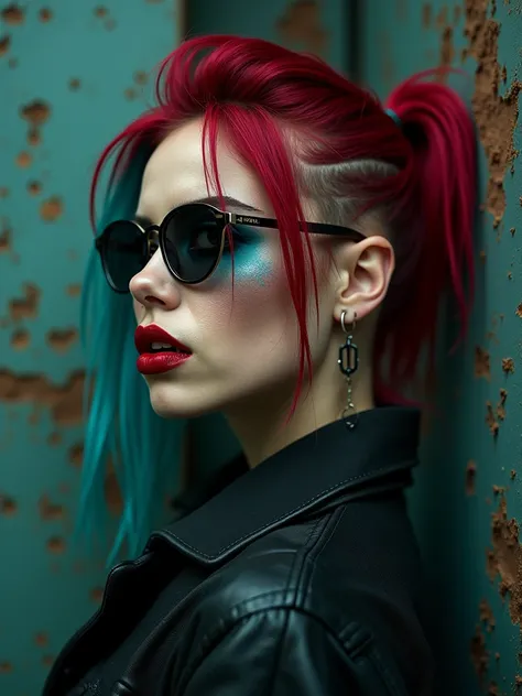 Punk girl, profile photo, grunge style, incredibly detailed, reflection, octane, detailed face, 35mm, F/2.8, 4k