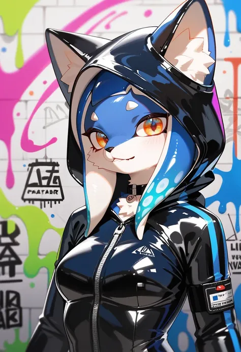 Pay back, Pay back,      HIGH QUALITY ILLUSTRATION   , masterpiece,   ultra high resolution ,     detailed background  , graffiti art on the wall,  absurd,   perfect anatomy,  performance , Good lighting,   that has been taken off。(kemono, Furry Personific...