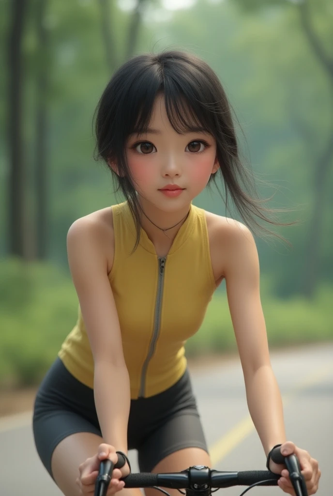 beautiful realistic with cycling short asian girl