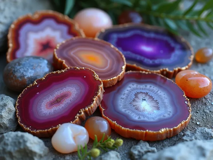 Agate stones in various colors