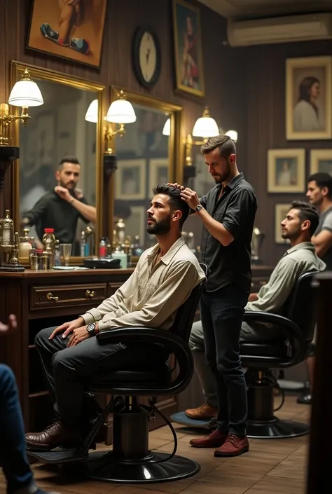 The barber shop with footballers like Cristiano Ronaldo leo messi and neymar 

