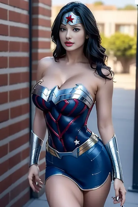 ( best quality ), (  wonder woman), (overall view)      beautiful and sexy young woman , 30 years old,       toned and muscular ...