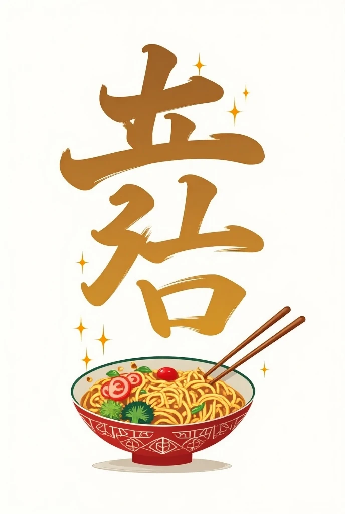 A logo written live chinese and a pic of chowmein