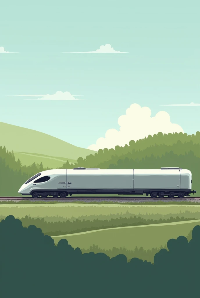 Draw me a passing train in vector form with four u-shaped empty wagons