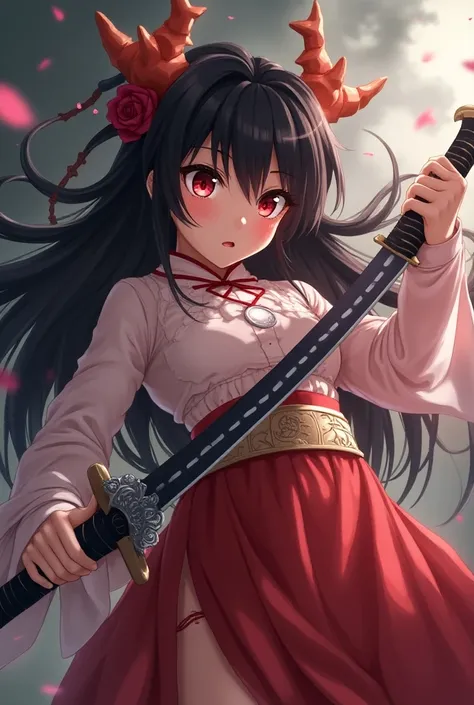 Photo of Nesuko in a demon slayer sword with semen coming out of her pussy seen on her pussy