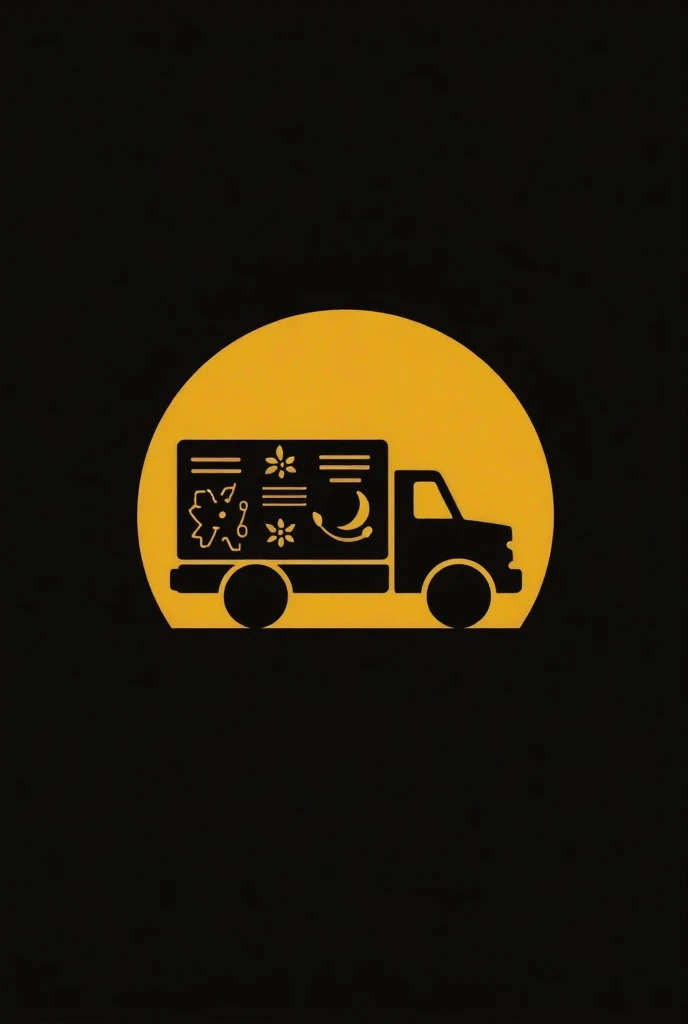 logo of a cargo truck with symbols of the Inca people in black and yellow colors, simple in design