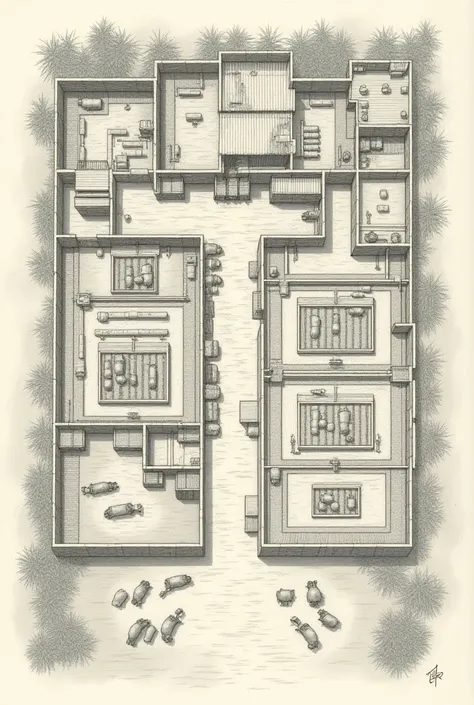  Installation for pigs in the tropical zone with its sophisticated facilities.  With its maternity room . delivery room. Weaning room .  Fattening room .  Corrales detailed drawing of pig farming in tropical areas . That everything has a roof, that each co...