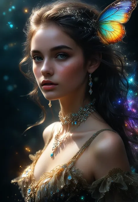 Score_9, Score_8_high, Score_7_high, Score_6_high, Score_5_high, Score_4_high, (shigher realistic photo:1.6),  beautiful digital paint ,  Beautifully detailed realistic digital art, award-winning , 1 breathtaking  beautiful colorful esper girl on black bac...