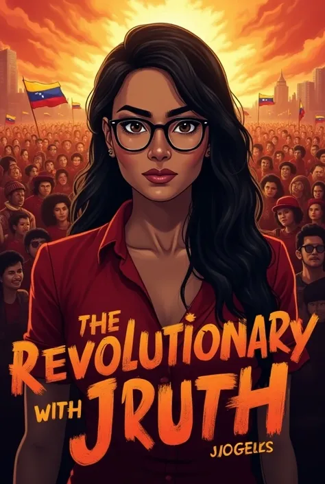  I need you to create logo or image options for a telegram channel, That in the image that is reflected in a striking letter and colors the title :  The Revolutionary Truth With Jorgelys ..  its administrator is a woman ,  has long black hair , brown skin ...