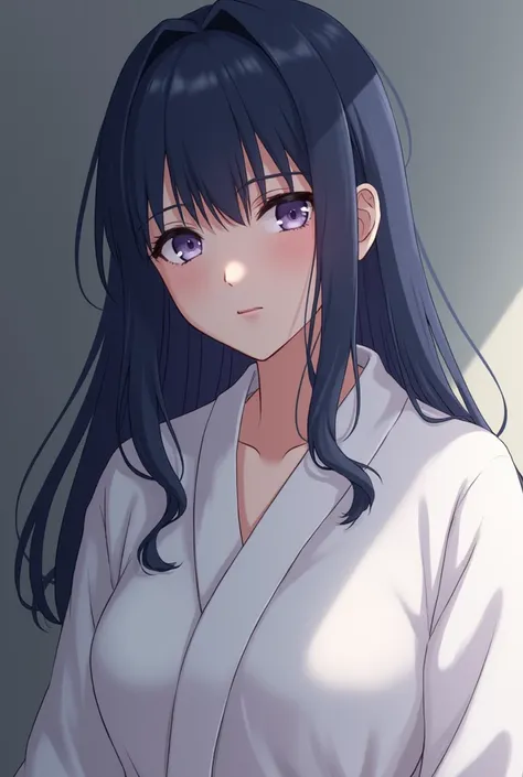 Naruto shippuden character hinata hyuga photo where she Wears a white bathrobe