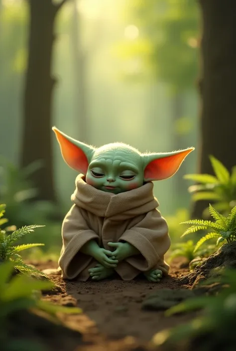 baby yoda taking a break