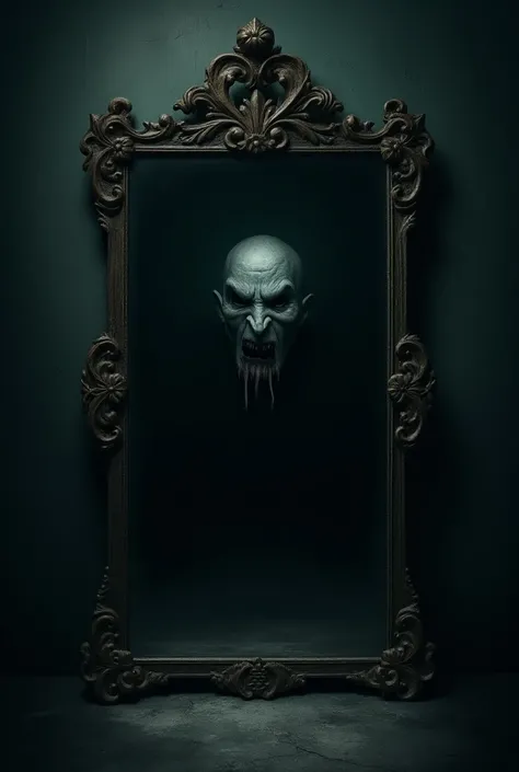 Give me a spooky poster about the reflection in the mirror
