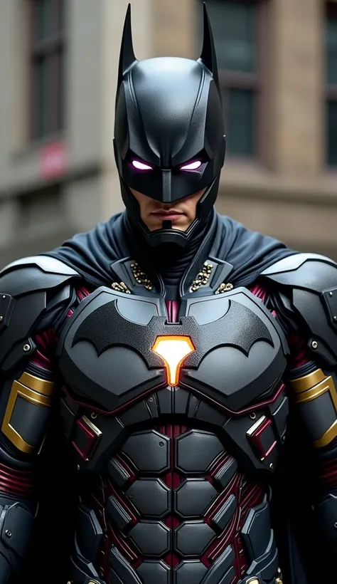 Imagine an impressive fusion between Iron Man and Batman. This hero would combine Tony Starks powerful armor with the Dark Knights dark appearance and style.

The armor would have a predominantly black and gray color scheme, with touches of gold and red or...