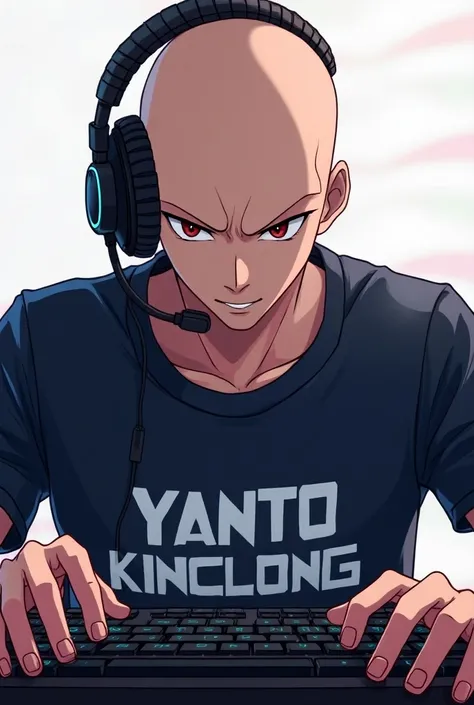 Anime, Male, Cool, Handsome, Gaming, bald, on his shirt say YANTO KINCLONG clearly