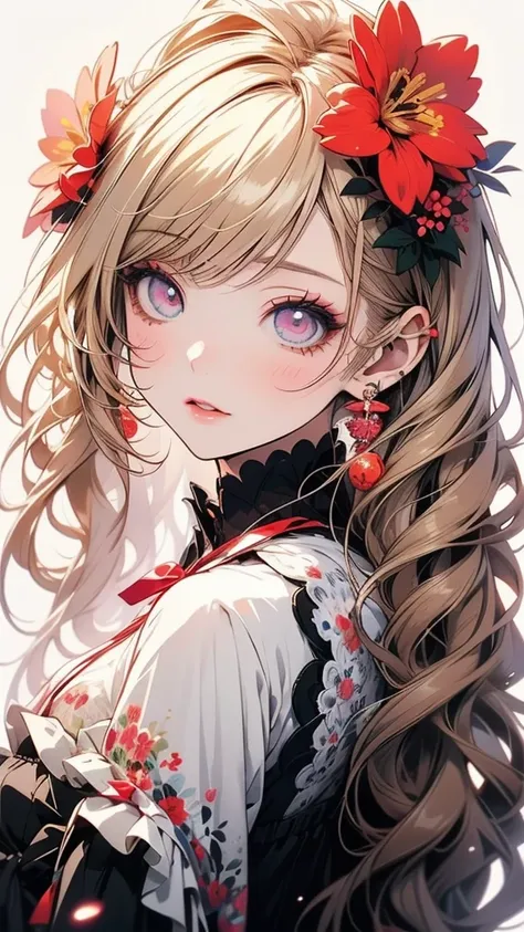 Anime-style girl with long hair and flowers, Cute anime waifu in a nice dress, Beautiful Anime Girls, Cute and detailed digital art, Beautiful anime portraits, pixiv artstationのguweiz, Gweiz-style artwork, Guweiz on ArtStation Pixiv, Detailed digital anime...