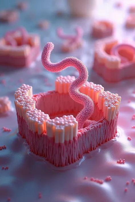 
Visual 4: 3D visual of integral proteins within the cell membrane are shown, showing both transmembrane and monotopic proteins.