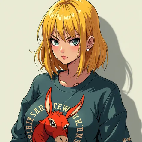 Blonde woman、Sweatshirts、 Gambler 、Yankee、anime、 high definition,  high definition, gang、donkey logo