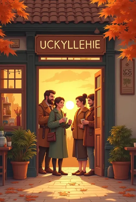  Open good door ,  Clan  "UCKYLLLEHIE" the clan name is written in capital letters,  coffee,  joy autumn restaurant yute