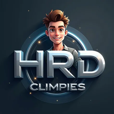 Create a professional 3D logo that prominently features the letters "HRD" in a metallic, bold, and futuristic style with strong shading and depth to give a high-quality, three-dimensional effect.   Above the letters, there is a realistic illustration of a ...