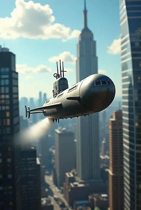 Submarine flying in the New York skies 