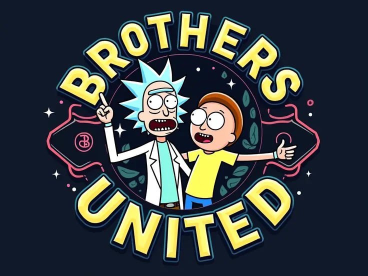 a Rick and Morty logo as a designer for a beverage distributor called Brothers United