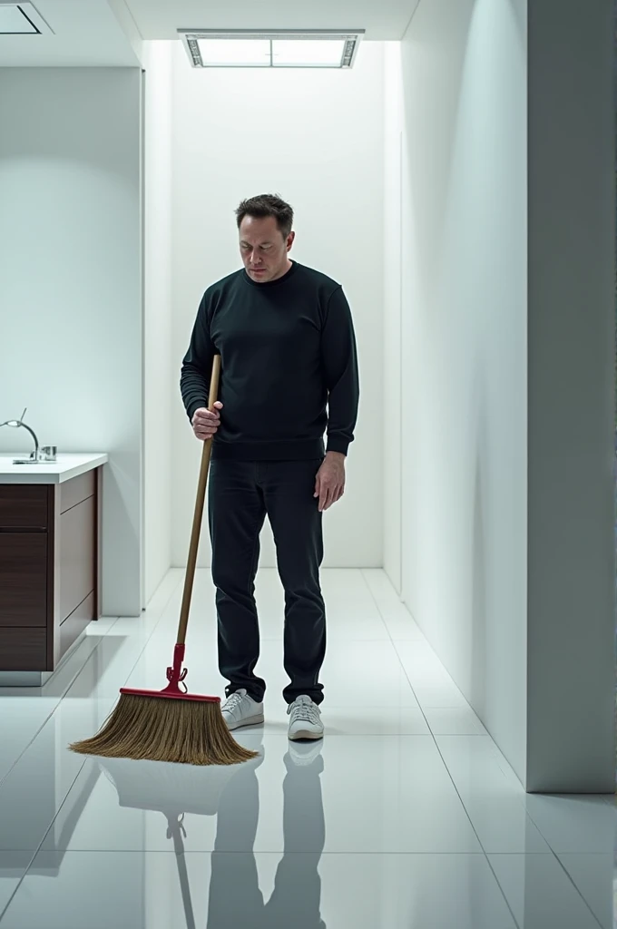 Elon Musk sweeping the floor 