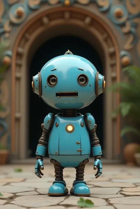 Anywhere Door,A small blue, round robot with two heads、Rear view