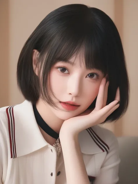 A beautiful detailed Korean idol girl, intricate facial features, solo, (best quality,4k,8k,highres,masterpiece:1.2),ultra-detailed,(realistic,photorealistic,photo-realistic:1.37),HDR,UHD,studio lighting,ultra-fine painting,sharp focus,physically-based ren...