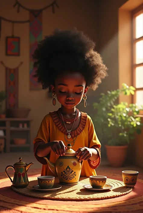 Am ethiopian girl making coffee
